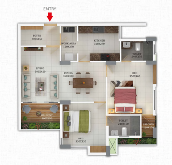 Flat B - 2 BHK